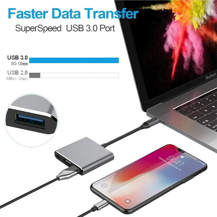 3 in 1 Usb c Hub Type 3.0 to Hdmi Compatible Docking