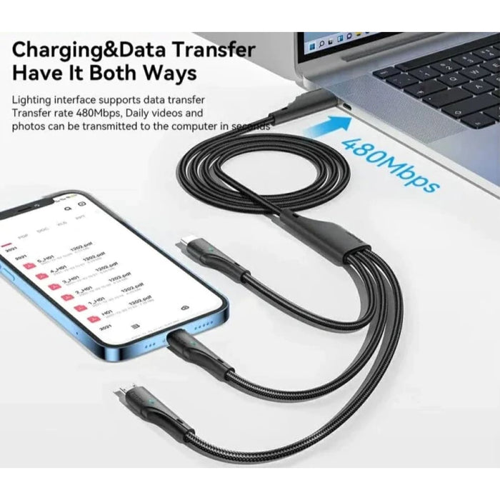 3 in 1 Usb Cable for Iphone Samsung Xiaomi Huawei Fast
