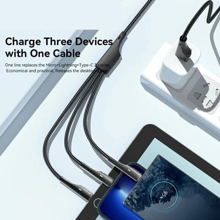 3 in 1 Usb Cable for Iphone Samsung Xiaomi Huawei Fast