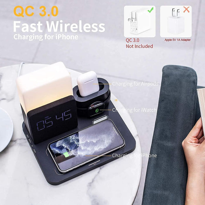3 In 1 Wireless Charging Station With Alarm Clock