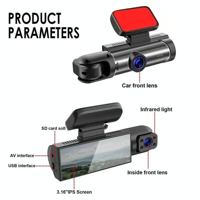 3.16 Inch 1080p Hd Night Vision Front And Inside Dual