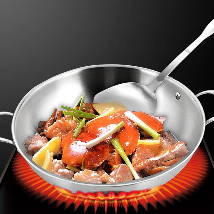 3-ply 38cm Stainless Steel Double Handle Wok Frying Fry Pan