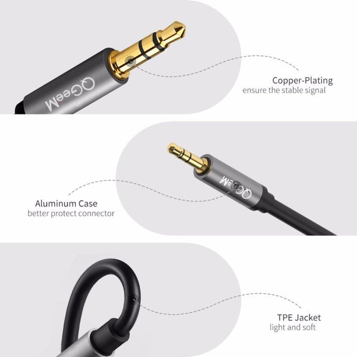 3.5 to 6.35mm Gold Plated Aux Male Cable for Mixer