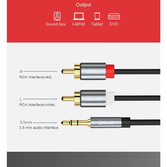 Rca to 3.5 Mm Jack Subwoofer Audio Mixer Aux Cable for Dj