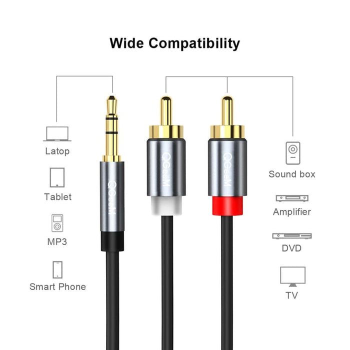 Rca to 3.5 Mm Jack Subwoofer Audio Mixer Aux Cable for Dj