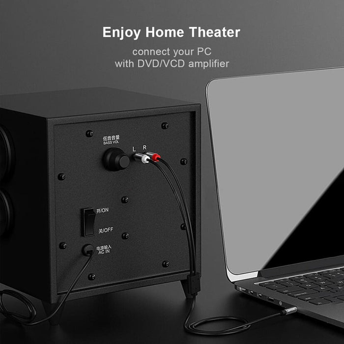 Rca to 3.5 Mm Jack Subwoofer Audio Mixer Aux Cable for Dj