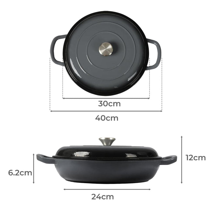 Goslash Picks 3.5l Enamel Dutch Oven Pan in Black Colour