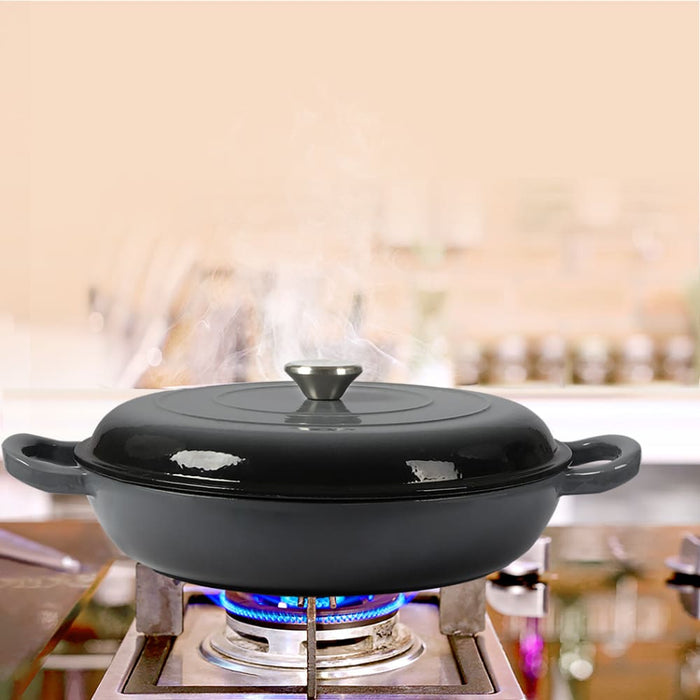 Goslash Picks 3.5l Enamel Dutch Oven Pan in Black Colour