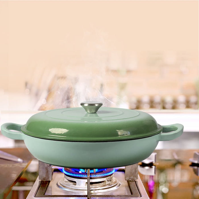 Goslash Picks 3.5l Enamel Dutch Oven Pan in Green Colour