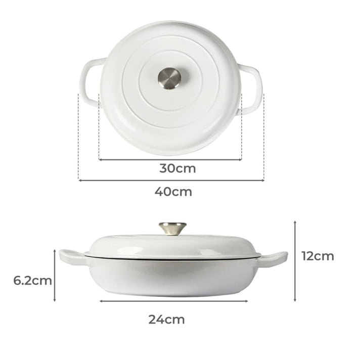 3.5l Enamel Dutch Oven Pan In White Colour