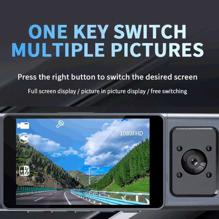3 Camera Lens Inch Ips Screen Wifi Car Dash Cam 1080p Night