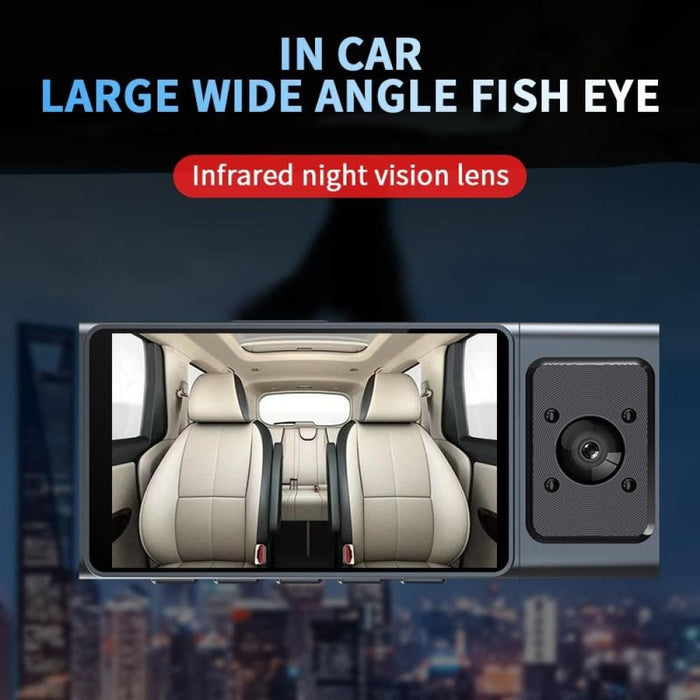 3 Camera Lens Inch Ips Screen Wifi Car Dash Cam 1080p Night
