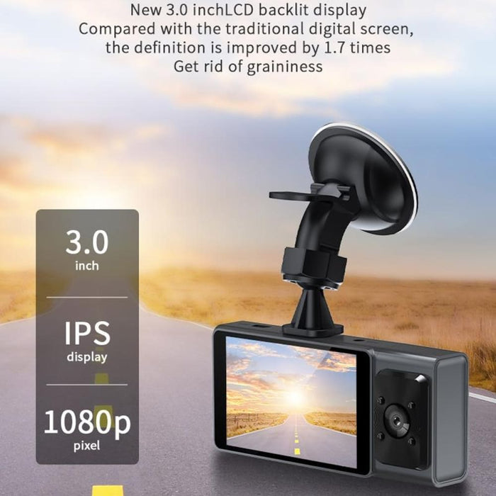 3 Camera Lens Inch Ips Screen Wifi Car Dash Cam 1080p Night