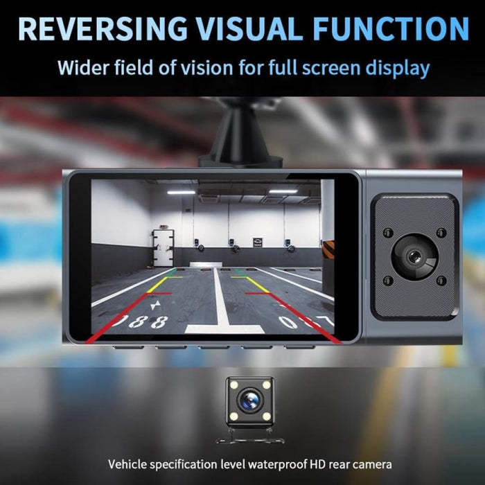 3 Camera Lens Inch Ips Screen Wifi Car Dash Cam 1080p Night
