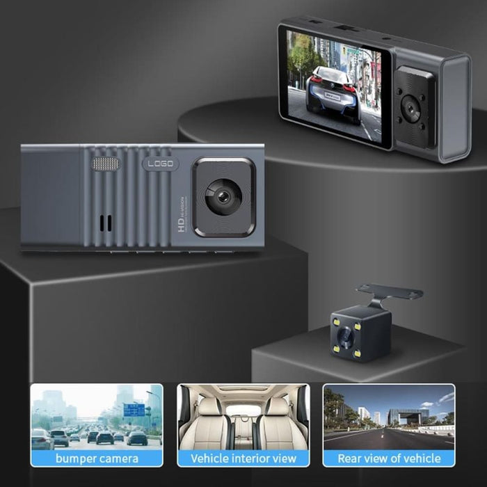 3 Camera Lens Inch Ips Screen Wifi Car Dash Cam 1080p Night
