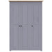 3 - door Wardrobe Grey 118x50x171.5 Cm Pine Panama Range
