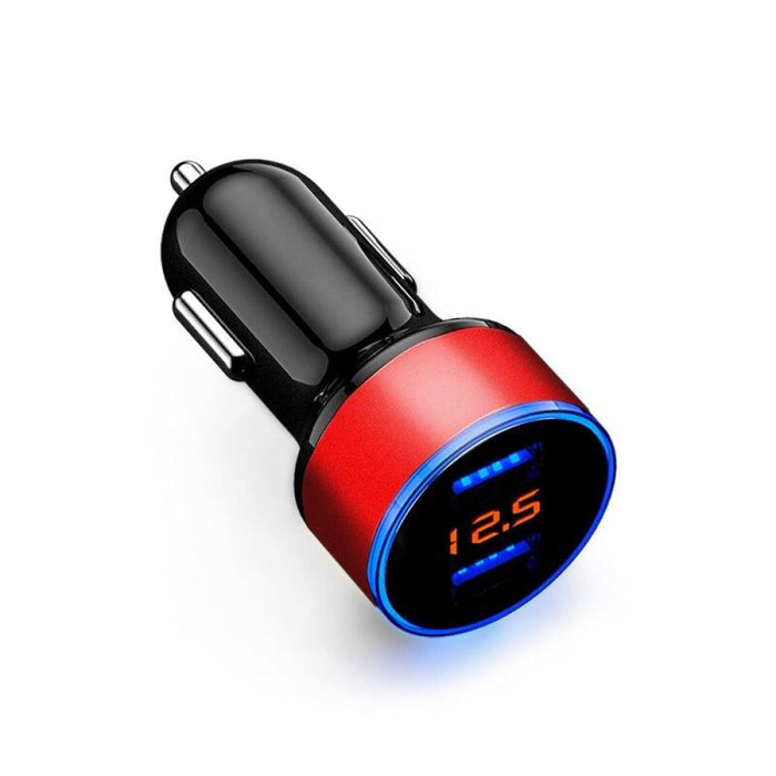 3.1a Dual Usb Car Charger 2 Ports Lcd Display 12-24v