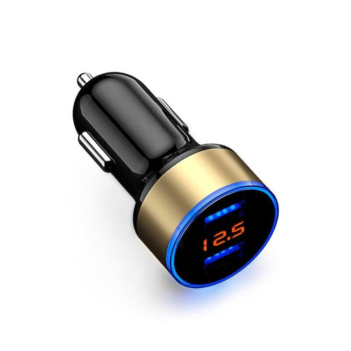 3.1a Dual Usb Car Charger 2 Ports Lcd Display 12-24v