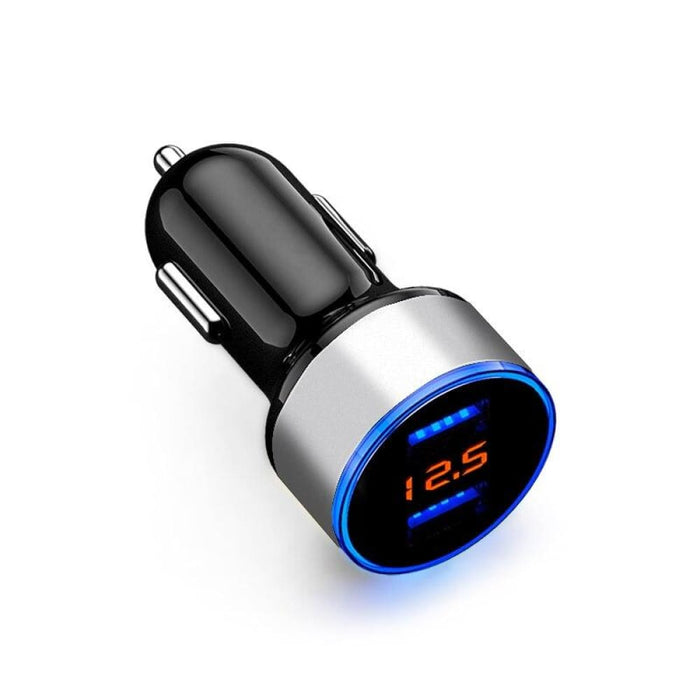 3.1a Dual Usb Car Charger 2 Ports Lcd Display 12-24v
