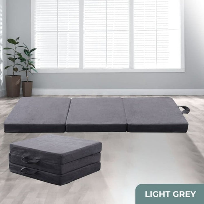 Nz Local Stock-3 Fold Folding Mattress Single Light Grey
