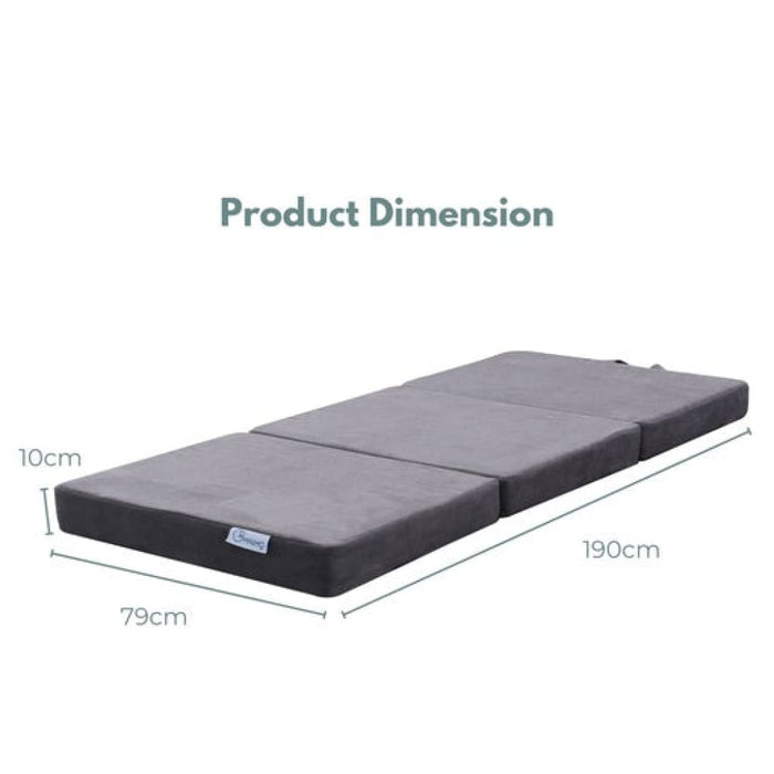 Nz Local Stock-3 Fold Folding Mattress Single Light Grey