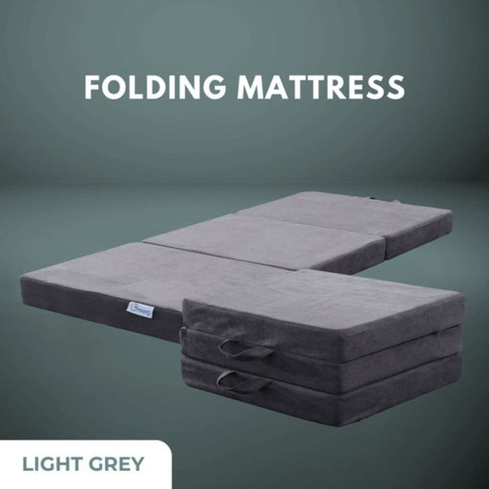 3 Fold Folding Mattress Single Light Grey