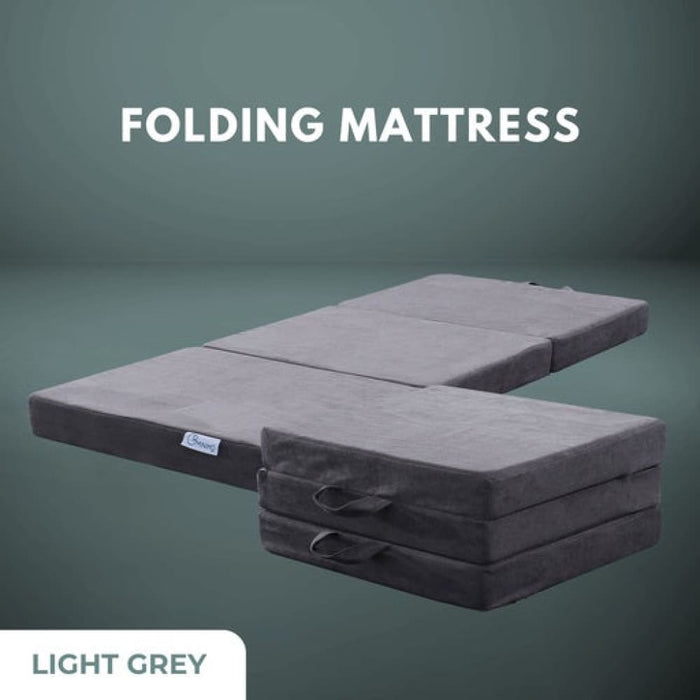 Nz Local Stock-3 Fold Folding Mattress Single Light Grey
