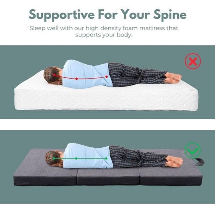 Nz Local Stock-3 Fold Folding Mattress Single Light Grey