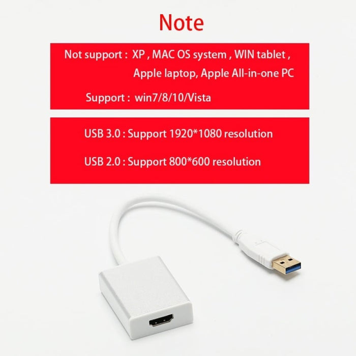 Usb 3.0 To Hdmi Compatible 1080p Cable For Display Tv