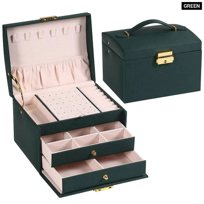 3 Layer Leather Jewelry Box with Lock 1pc
