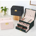 3 Layer Leather Jewelry Box with Lock 1pc