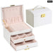 3 Layer Leather Jewelry Box with Lock 1pc