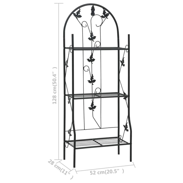 3-layer Plant Rack Black 52x28x128 Cm Iron Aibki