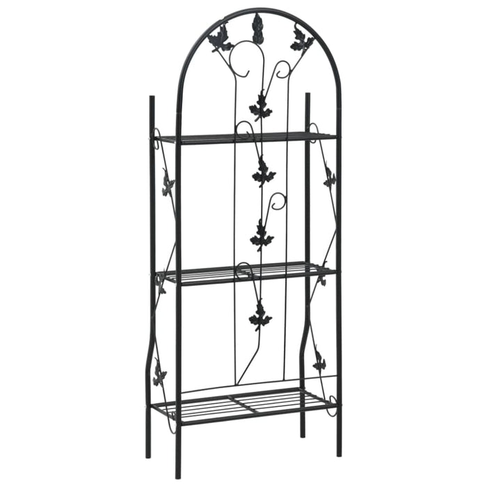 3-layer Plant Rack Black 52x28x128 Cm Iron Aibki