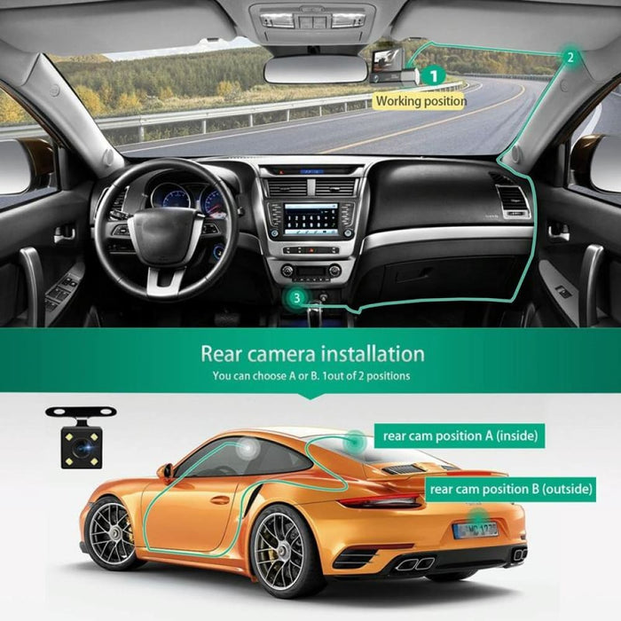 3 Lens Video Hd 1080p Multi Language Driving Recorder
