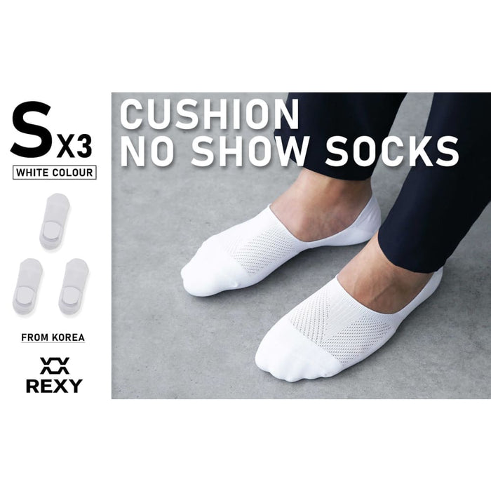 3 Pack Small White Cushion no Show Ankle Socks Non-slip