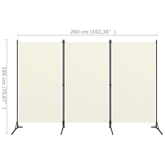 3 Panel Room Divider Cream White Gl221