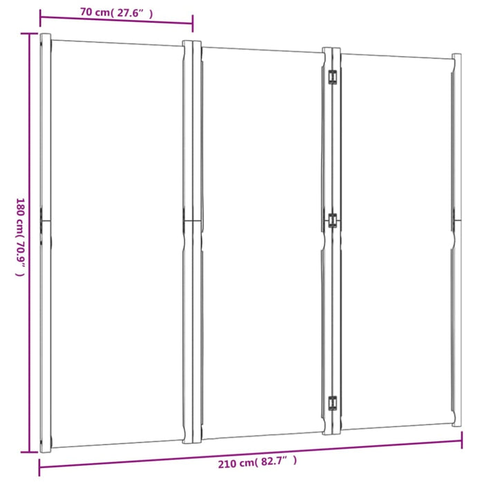 3-panel Room Divider Light Grey 210x180 Cm Abbttpp