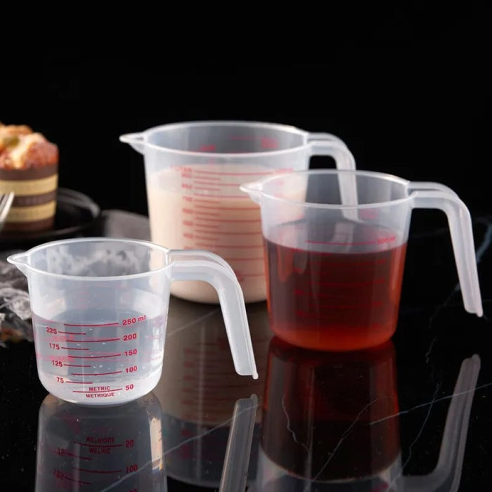 3 Pc 250 500 1000 Ml Plastic Transparent Measuring Cup Set