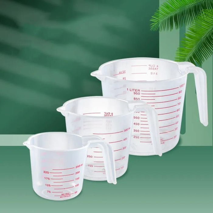 3 Pc 250 500 1000 Ml Plastic Transparent Measuring Cup Set