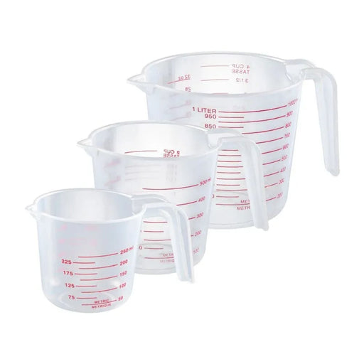 3 Pc 250 500 1000 Ml Plastic Transparent Measuring Cup Set