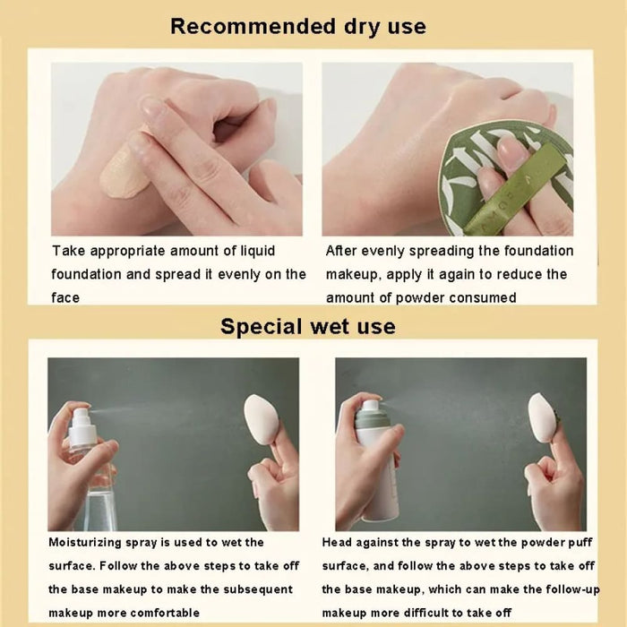 3 Pc Soft Air Cushion Puff Concealer Brush Set for Flawless