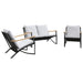 3 Piece Balcony Furniture Set With Cushions Black Steel