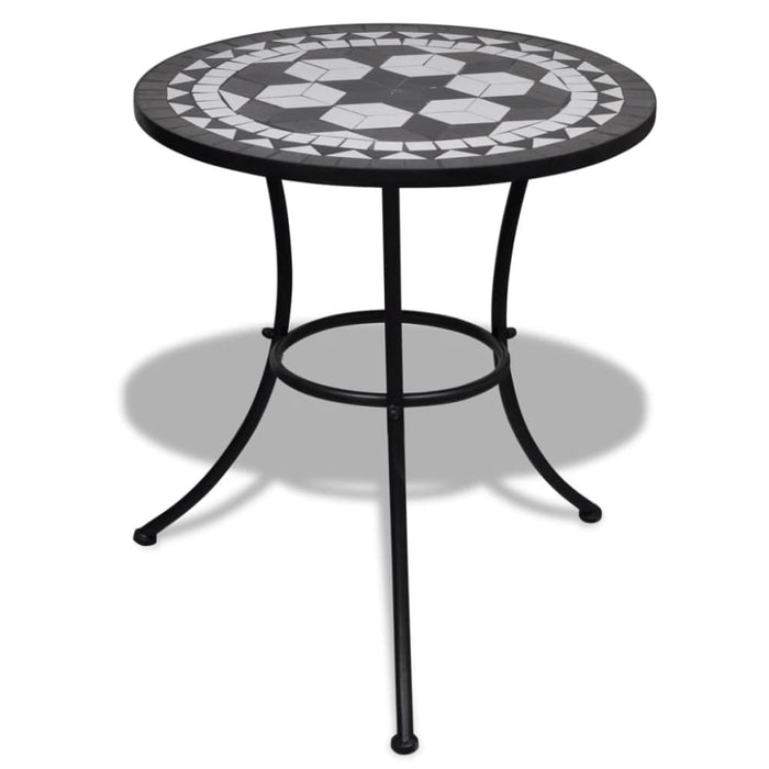 3 Piece Bistro Set Ceramic Tile Black and White Xioiix