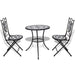 3 Piece Bistro Set Ceramic Tile Black and White Xioiix