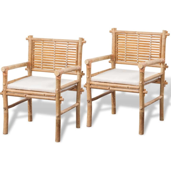 3 Piece Bistro Set with Cushions Bamboo Aonkx