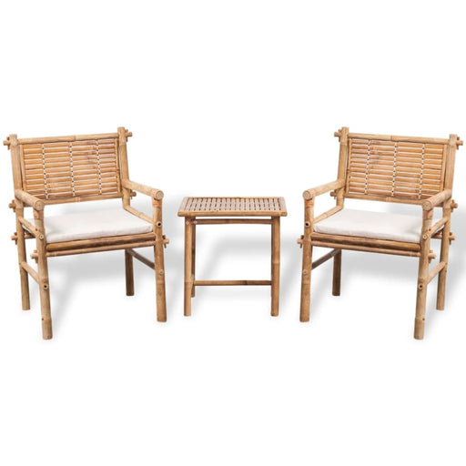 3 Piece Bistro Set with Cushions Bamboo Aonkx
