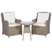 3 Piece Bistro Set with Cushions and Pillows Poly Rattan