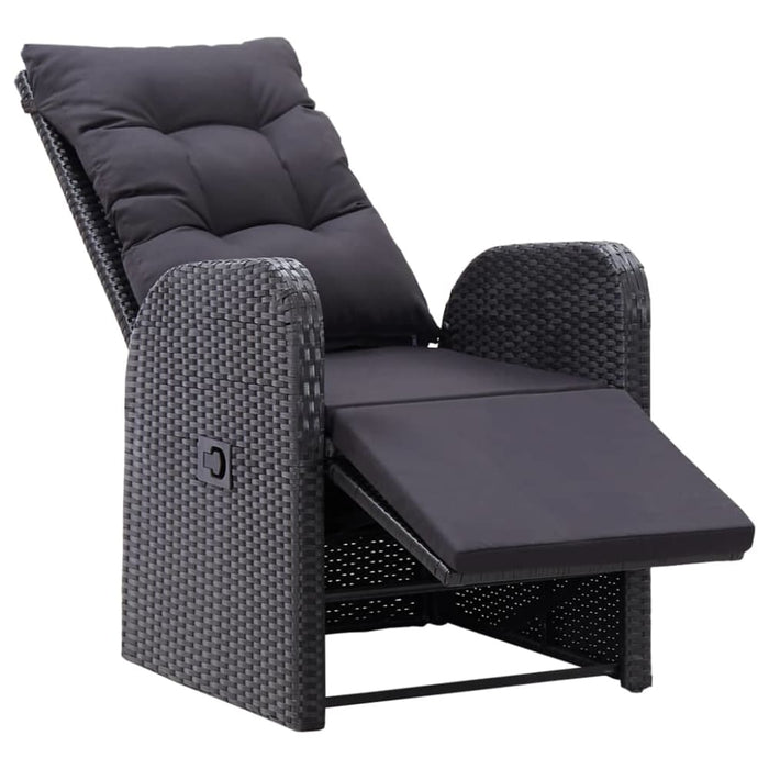 3 Piece Bistro Set with Cushions Poly Rattan Black Albli