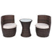 3 Piece Bistro Set with Cushions Poly Rattan Brown Atooo